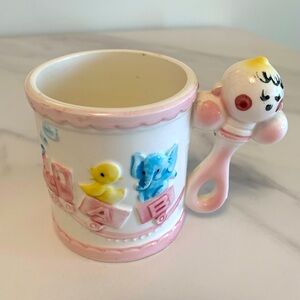 Vintage Rubens Originals Ceramic “Baby Cup” or “Planter Cup” W/ Animals on Train